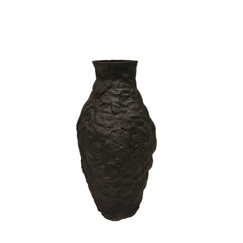 Vaso Porcelana Preto Fosco- modelo Edros Pedra